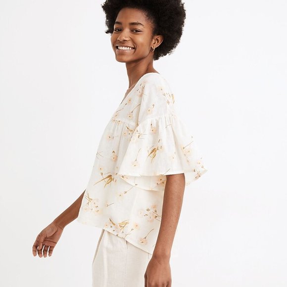 NWOT Madewell Flutter-Sleeve Rhyme Top in Floral Print - Picture 2 of 8